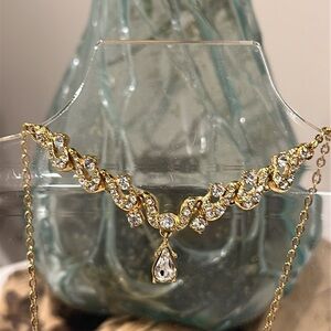 Monet Elegant Gold and Crystal Necklace NWT